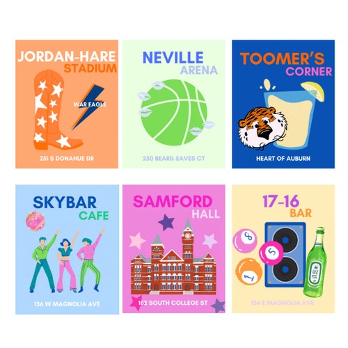 Preppy Auburn University Location Print Dorm Decor Auburn Etsy