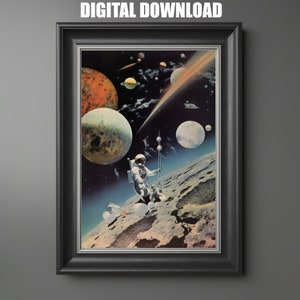 Sci Fi Wall Poster, Collage Style Art Print, Digital Download, Collage Art, Printable Sci Fi Art, Science Fiction  Downloadable Art Concept