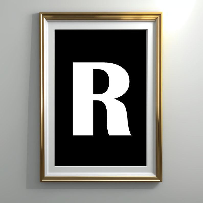 Printable Letter R, Alphabet Poster, Typography Wall Art, Digital ...