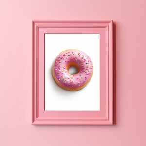Dessert Wall Art, Pink Donut Art, Kitchen Wall Decor, Decor for Dining Room, Foodie Art, Sweet Treat, Bakery Art, Homer Donut