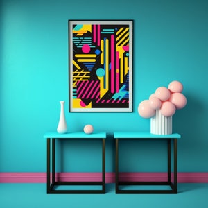 Neon Wall Art, Neon Wall Art Download, Digital Print, Instant Art Print, Bright Neon Abstract Art Print, Wall Art Print, Neon Art Print