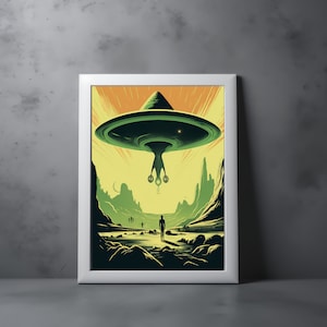 Sci Fi Matte Poster, Space Art, Futuristic Decor, Retro Art Print, Sci Fi City, Home Decor, Office Wall Art, Bedroom Wall Poster