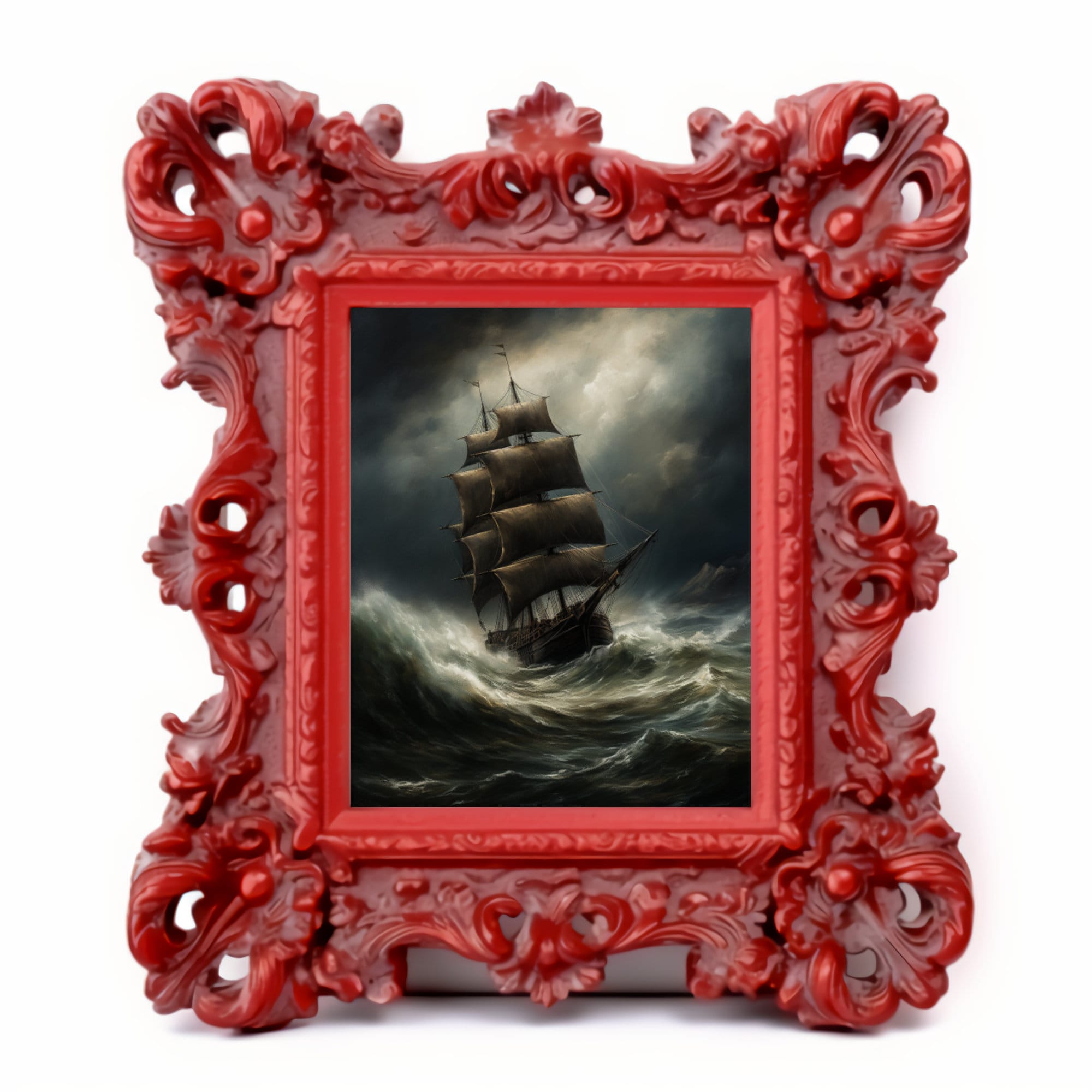 Dark & Moody Stormy Sea Ship Maritime Wall Art, Antique Vintage Art