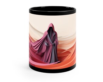 Surreal Grim Reaper Halloween 11oz Coffee or Tea Mug in Black Ceramic | Spooky Season | Fall Mug | Gift Idea