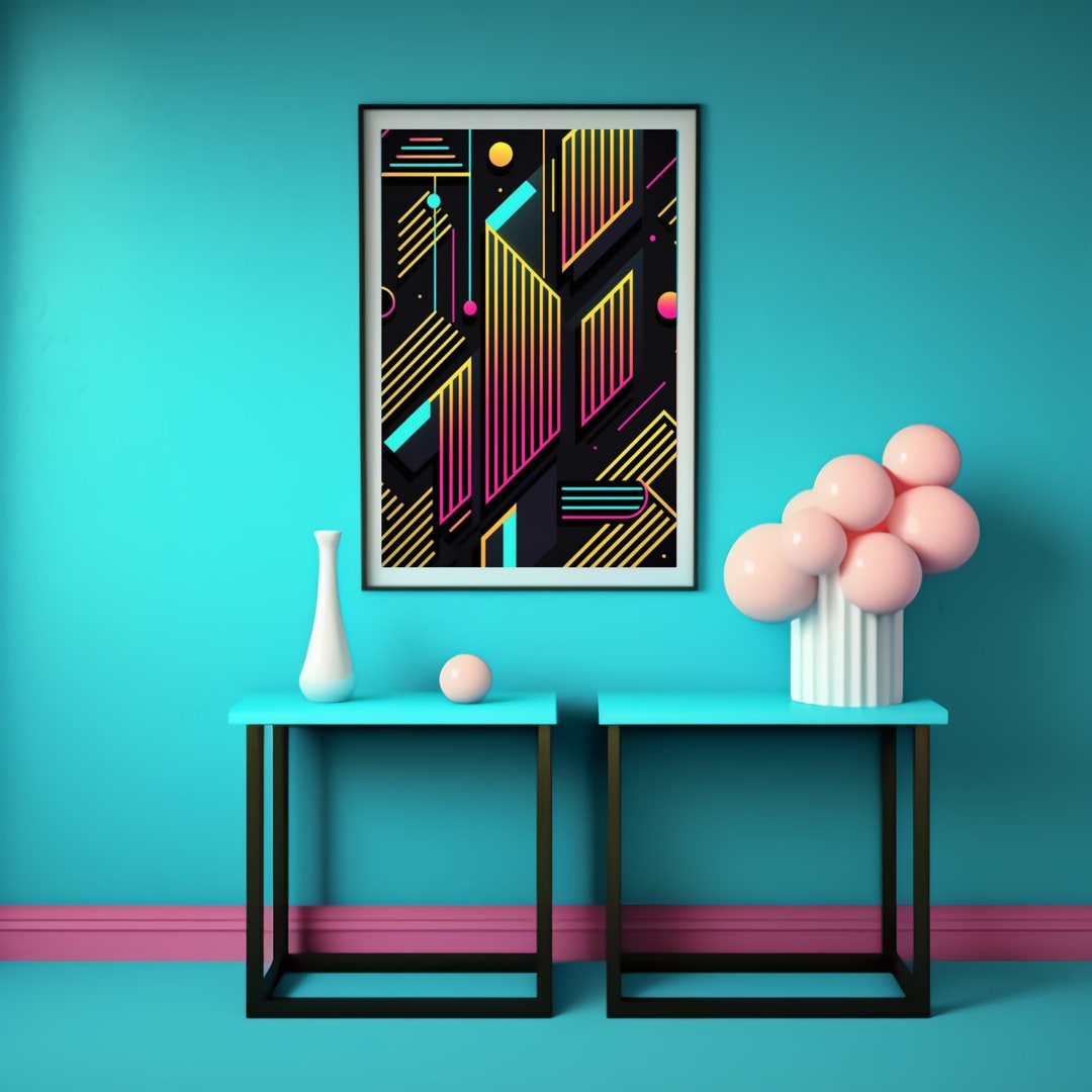 Neon Wall Art, Downloadable Digital Print, Instant Art Print, Bright