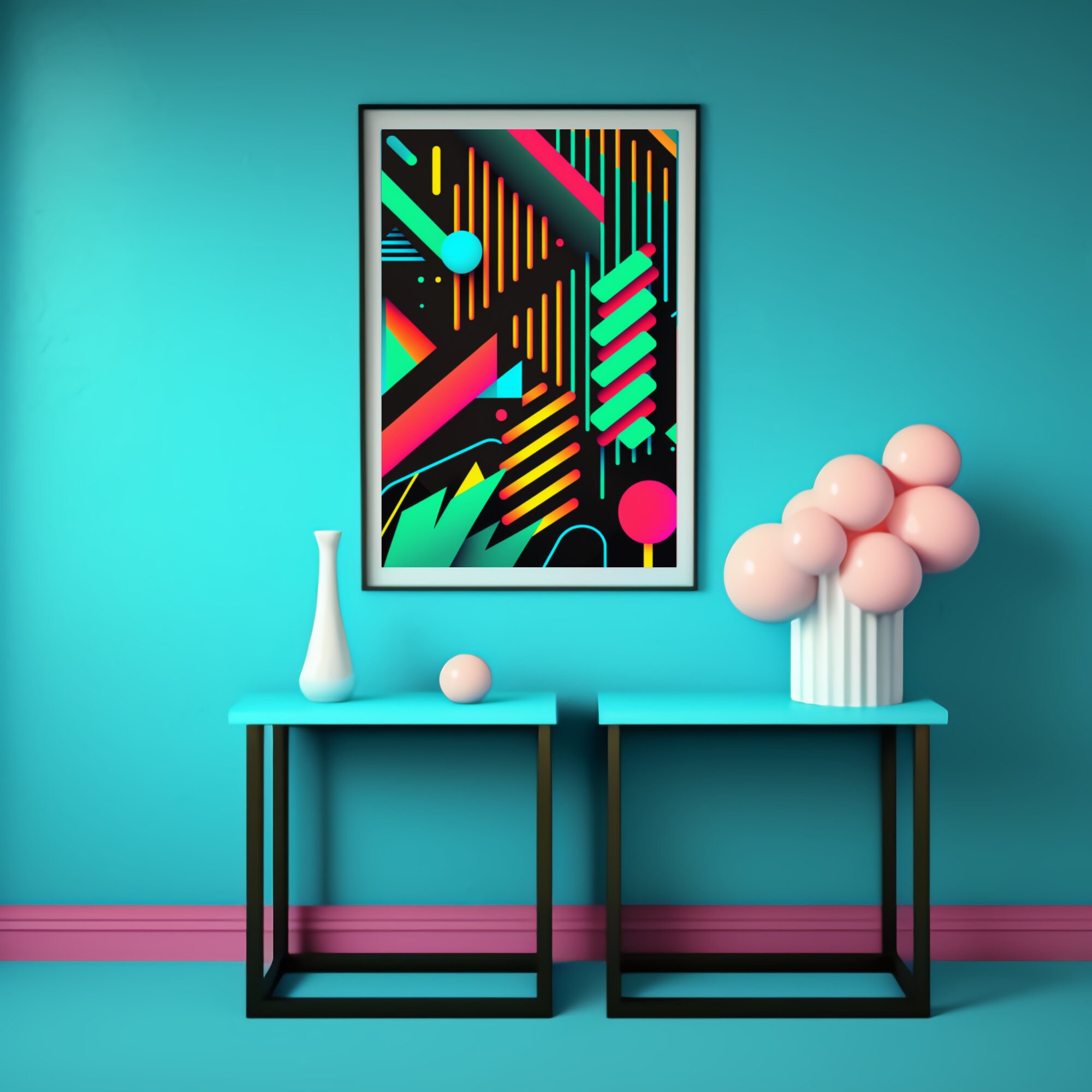 Neon Wall Art, Digital Download, Instant Art Print, Bright Neon ...
