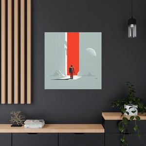 Retro Aesthetic Sci Fi Poster Art Print in Square Shape, Physical Canvas Print of Minimalist Sci-Fi Art for Home Decor