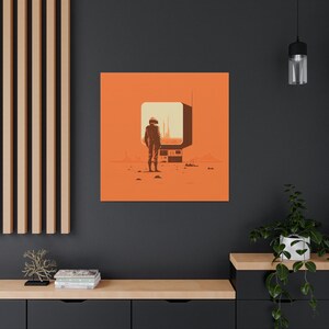 Retro Minimalist Sci-fi Wall Art, Square Canvas Print for home, office, game room, mancave, and more. Great gift for the sci-fi enthusiast