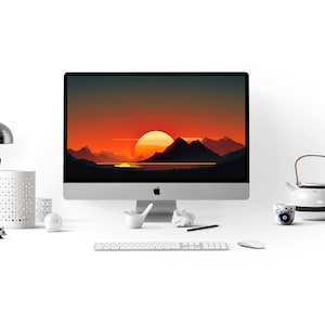 Minimalist Desktop Wallpaper - Computer/PC/Macbook/Laptop/Windows Background Sunset Design | Digital Instant Download