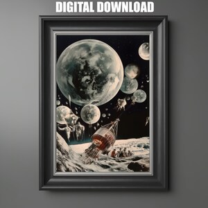 Sci Fi Wall Poster, Collage Style Art Print, Digital Download, Collage Art, Printable Sci Fi Art, Science Fiction  Downloadable Art Concept