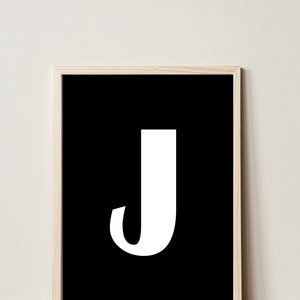 Printable Letter J, Alphabet Poster, Typography Wall Art, Digital Download