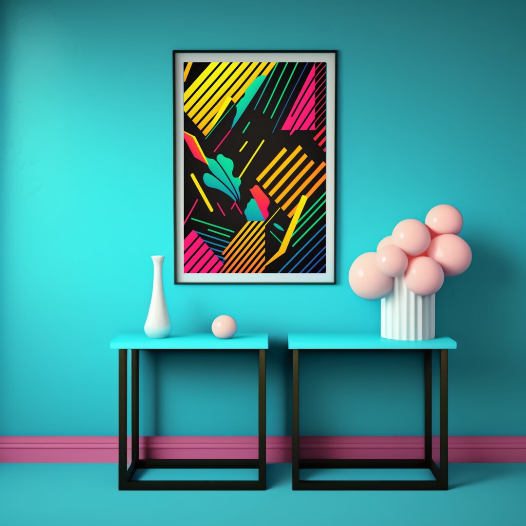 Neon Wall Art Download, Digital Print, Instant Art Print, Bright Neon