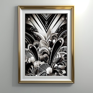 Downloadable Art Deco Roaring 20s Wall Art, Gatsby Style Art, Printable Wall Art, Vintage Glamour Pattern, Jazz Age Poster, Black and White