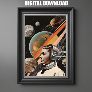 Sci Fi Wall Poster, Collage Style Art Print, Digital Download, Collage Art, Printable Sci Fi Art, Science Fiction  Downloadable Art Concept
