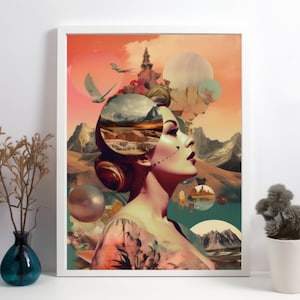 Surreal Collage Style Print, Digital Download, Surreal Collage wall art, Printable Collage Style Art, Surreal Art, Wall Decor