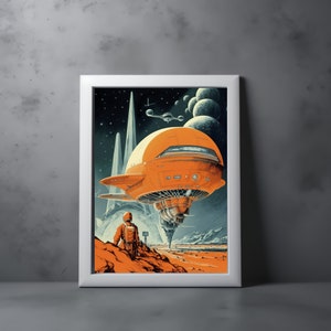 Sci Fi Matte Poster, Space Art, Futuristic Decor, Retro Art Print, Sci Fi City, Home Decor, Office Wall Art, Bedroom Wall Poster