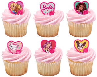 Barbie Cupcake Toppers/Barbie Cupcake Rings 12 count