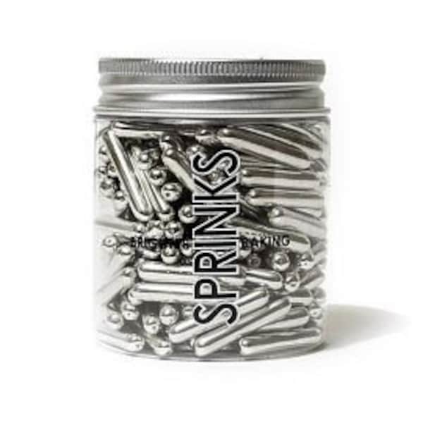 SPRINKS-Silver Rods/Metallic Dragees - Silver