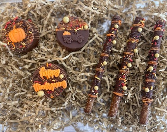 Thanksgiving  chocolate covered Oreo and pretzels