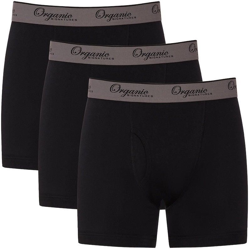 Black Breathable 100% Organic Cotton Boxer Brief (3 pack) 画像 1