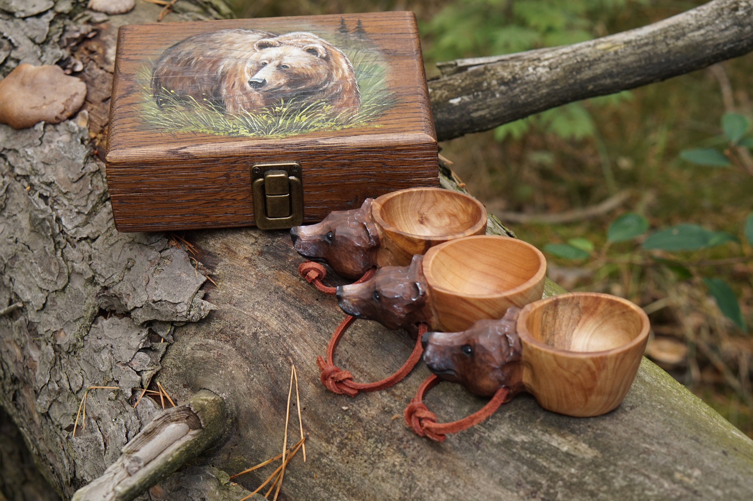 Bear Mug Kuksa Hand Carved Eco Friendly Wooden Bearcarved Kuksa , Mug ,  Birch Tumbler, Natural , Scandi Nordic Cup, Portable Camping Cup 
