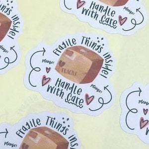 Please Handle With Care Pink Heart Stickers, Packaging Stickers, Fragile  Stickers, Pretty Labels, Small Business Stickers, Order Stickers 