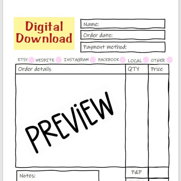 Order Form Book - Etsy