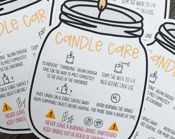 Candle Care Cards. 12 per Pack. Etsy