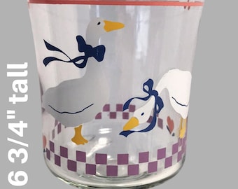 Vintage Libbey Countrycore Beverage Pedestal Glass Country Duck Geese Design
