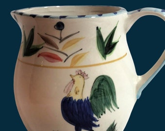 Vintage Hand Painted Rooster Pitcher