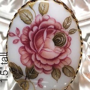 Vintage Brooch Pink Cabbage Rose Cameo Pin