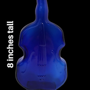 Vintage Cobalt Blue Violin Fiddle Shaped Glass Bottle
