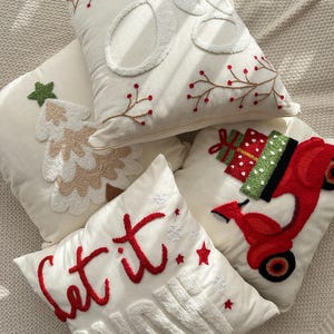 Christmas pillows covers, Embroidered holiday pillows, Christmas Throw Pillow, Festive Holiday Decor, Christmas decorative pillow cover