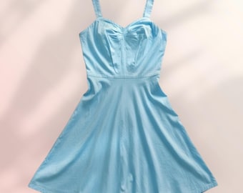 Women’s Vintage 1950’s Blue Cotton Day Dress