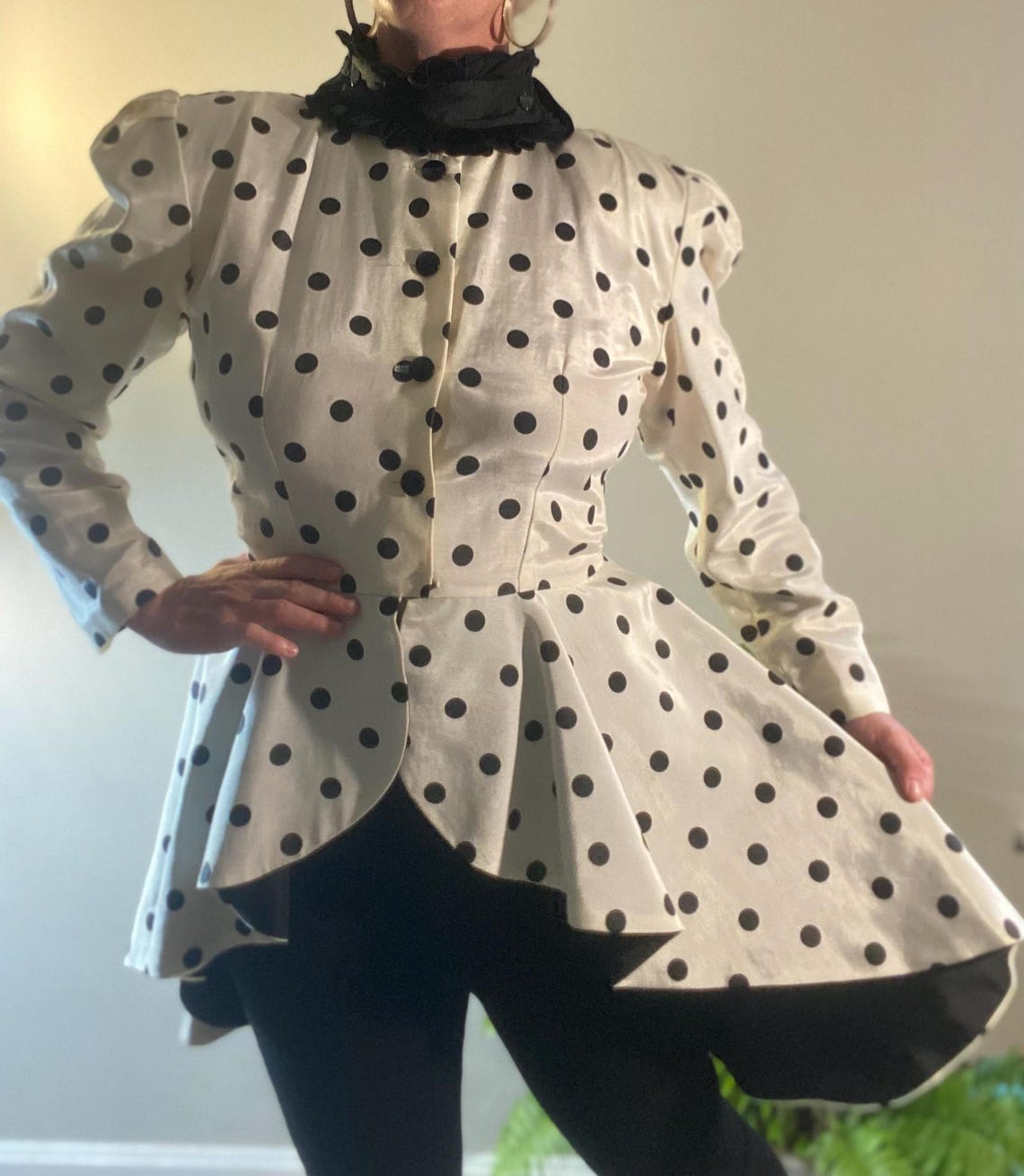 Vintage polka dot high neck top