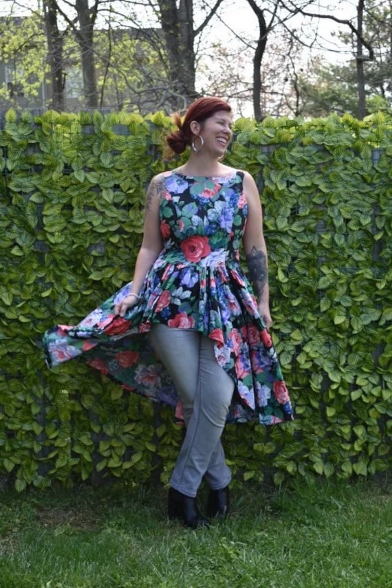 Women's Upcycled 1980’s Floral Dress with Corset B