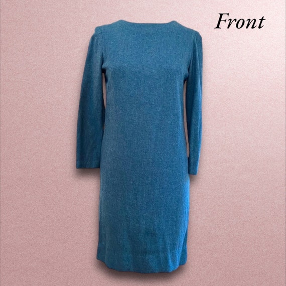 Vintage 1960’s Women’s Mod Steel Blue Wool Dress