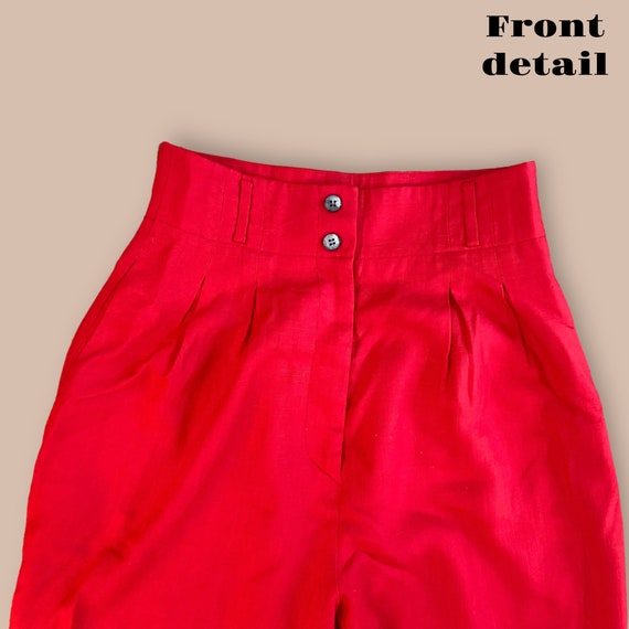 Women's Vintage Red Linen Trousers - image 5