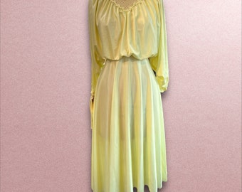 Vintage Women’s 1970’s Lemon Cold Shoulder Dress
