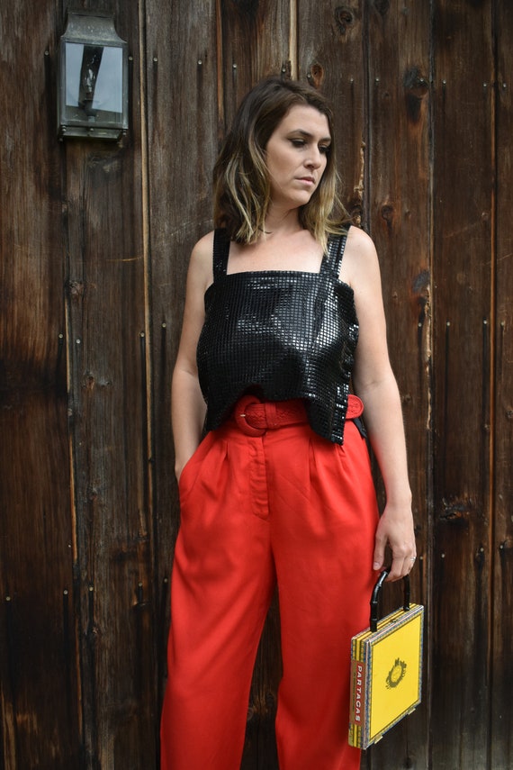 Women's Vintage Red Linen Trousers - image 2