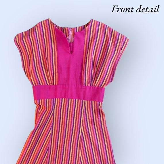 Women's Vintage 1970’s Pink Striped Dress - image 2