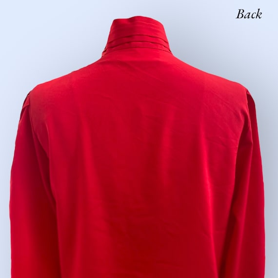 Vintage 1980’s Women’s Cherry Red Pleated Blouse - image 8