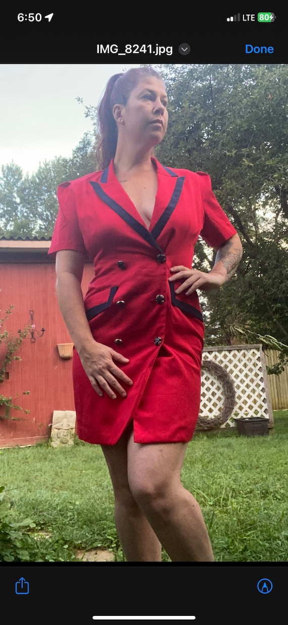 Vintage Crimson 1980’s Power Suit Dress