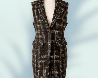 Women’s Vintage 1990’s Black Bagatelle Tweed Vest Dress