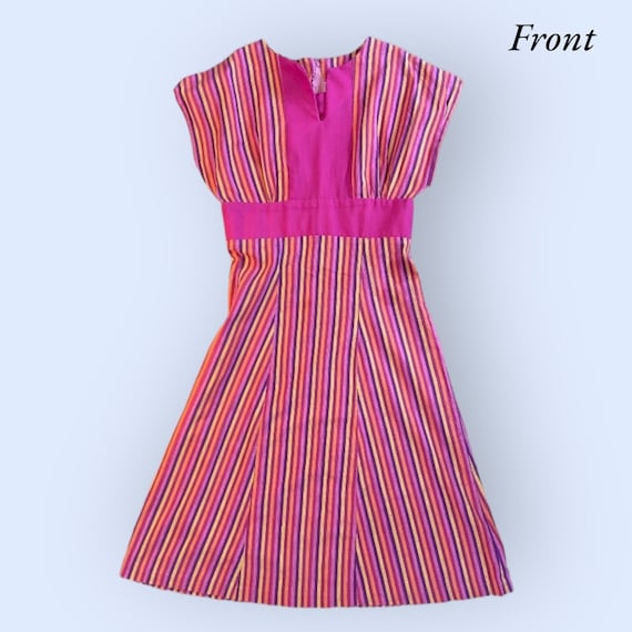 Women's Vintage 1970’s Pink Striped Dress - image 1