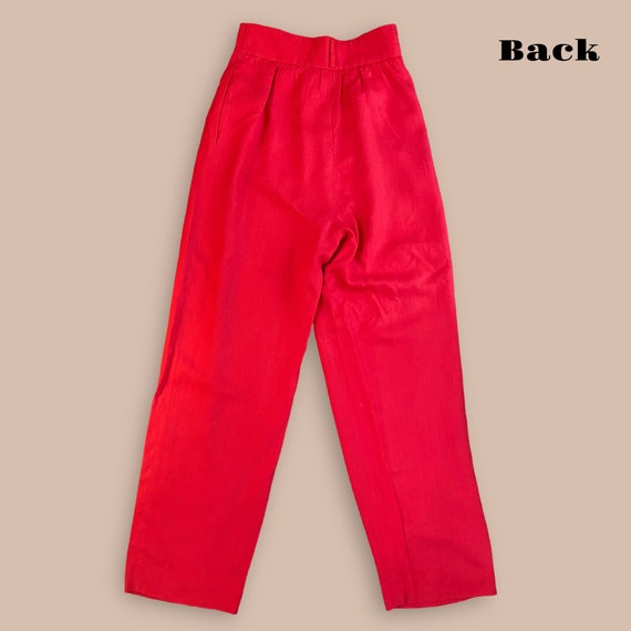Women's Vintage Red Linen Trousers - image 6