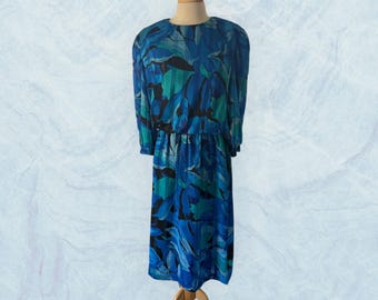Women’s Vintage 1980's Blue Geometric Dress