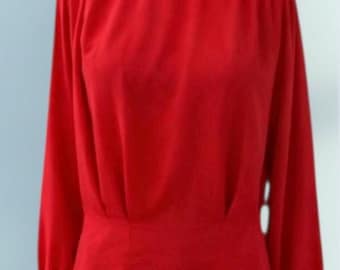Women's Vintage 1970's/1980's Cherry Red Turtleneck Blouse
