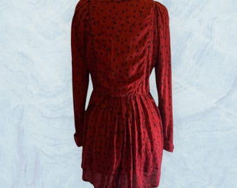 Women’s Vintage 1980’s Red and Black Career Dress