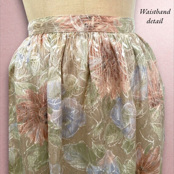 Vintage 1980’s Beige Flower Knee Length Skirt - image 6
